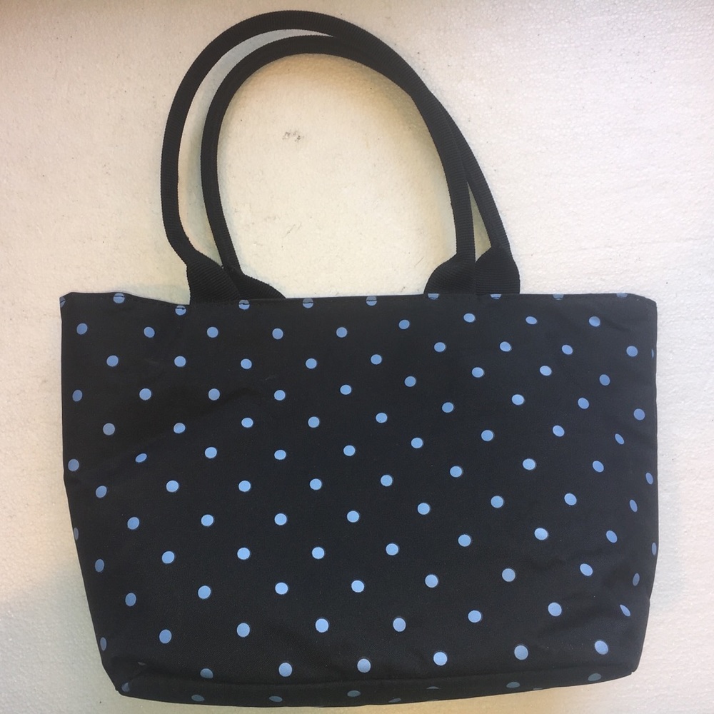 Koko Lunch Bag - Black with Blue Polka Dots